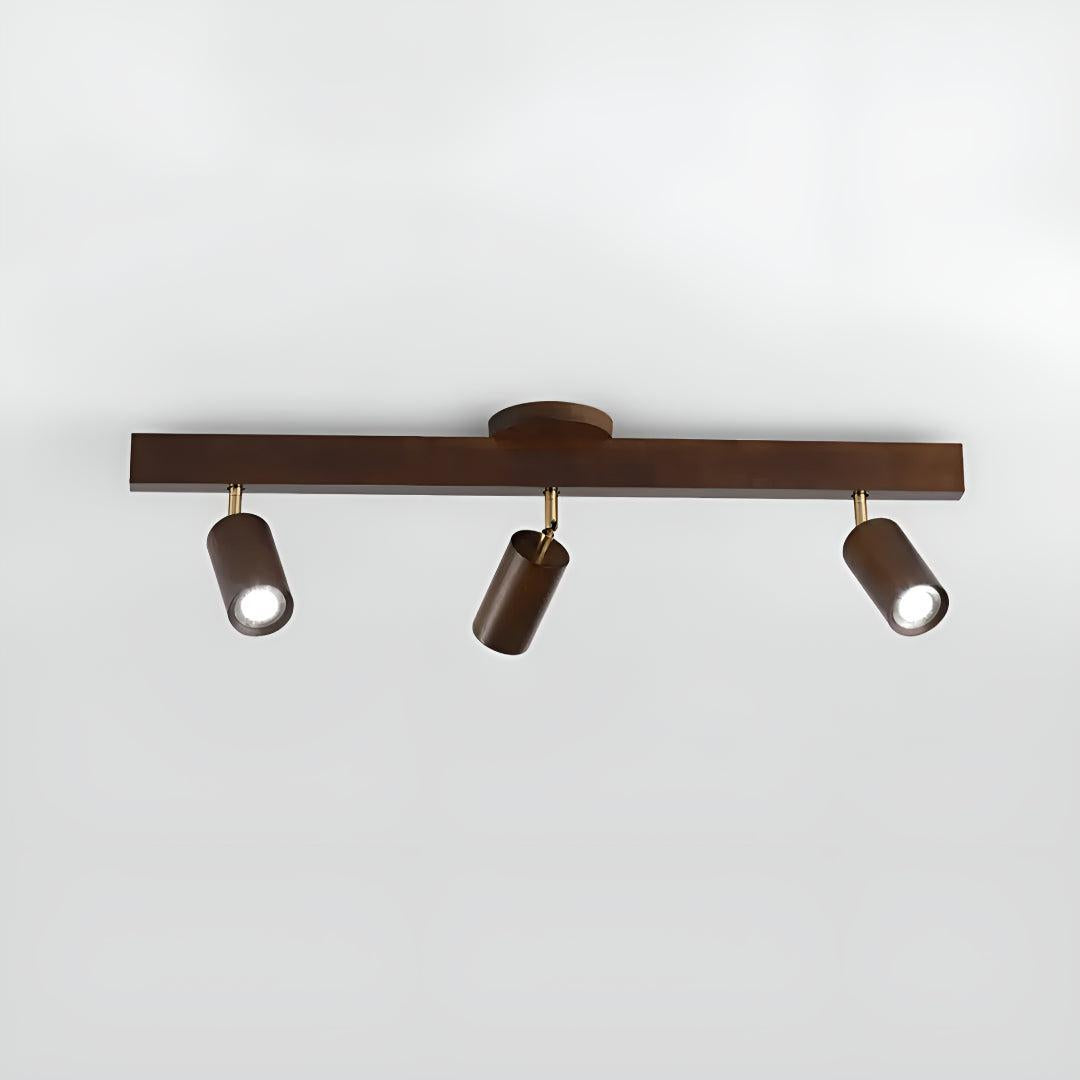 Modern Wood Track Lighting Fixture With Adjustable Heads