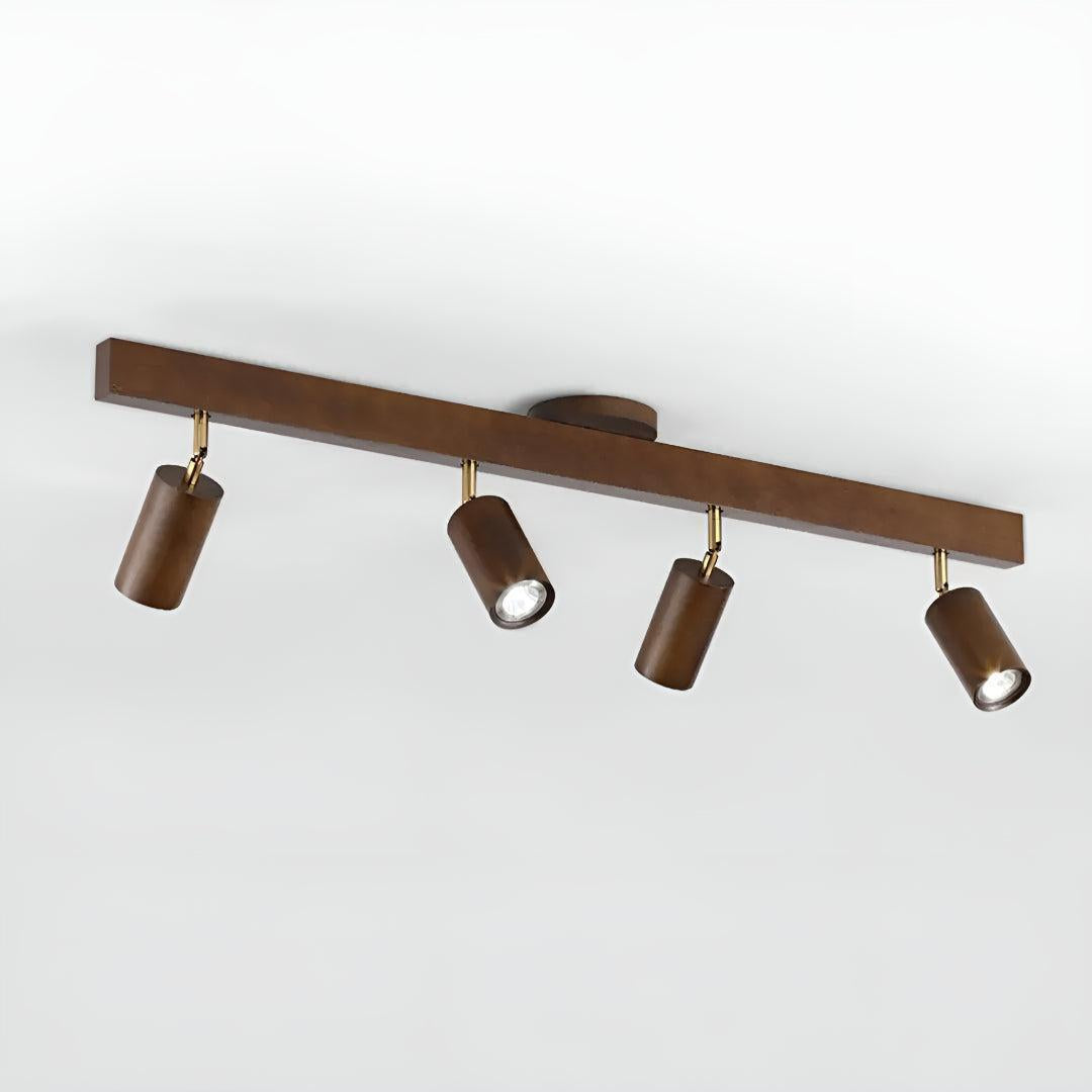 Modern Wood Track Lighting Fixture With Adjustable Heads