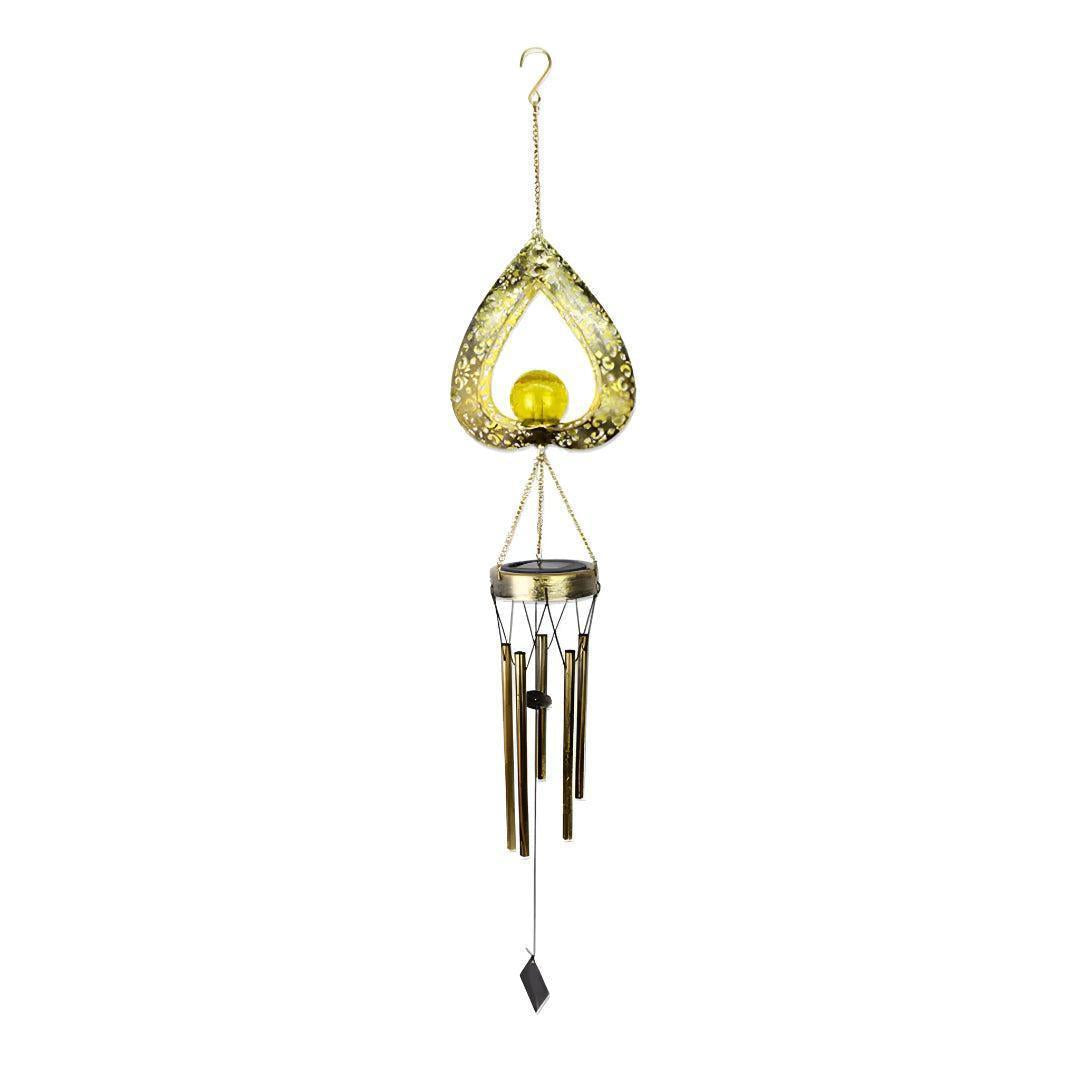 Outdoor Solar Iron Heart Wind Chime Light for Garden Decor