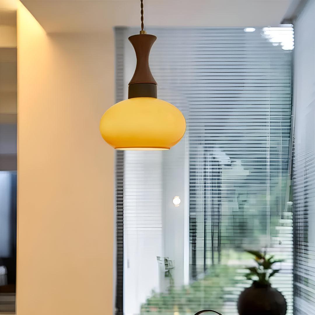 Plug In Pendant Light With Brown Glass Shade For Dining Room