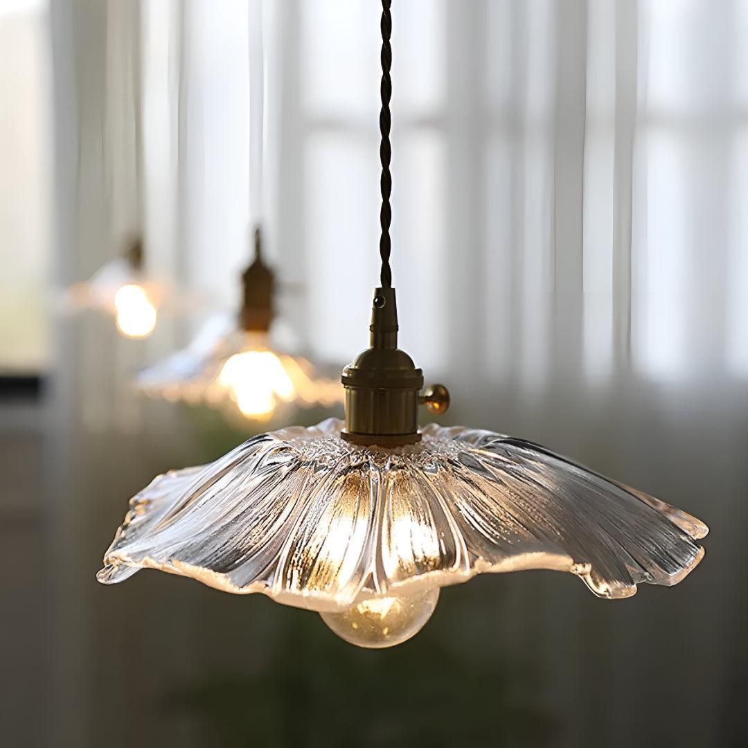 Plug In Pendant Light With Flower Glass Shade Design