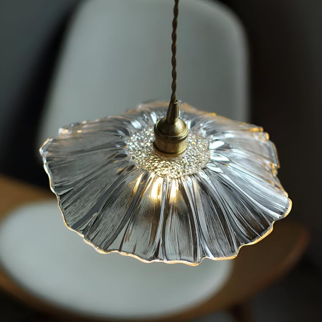 Plug In Pendant Light With Flower Glass Shade Design