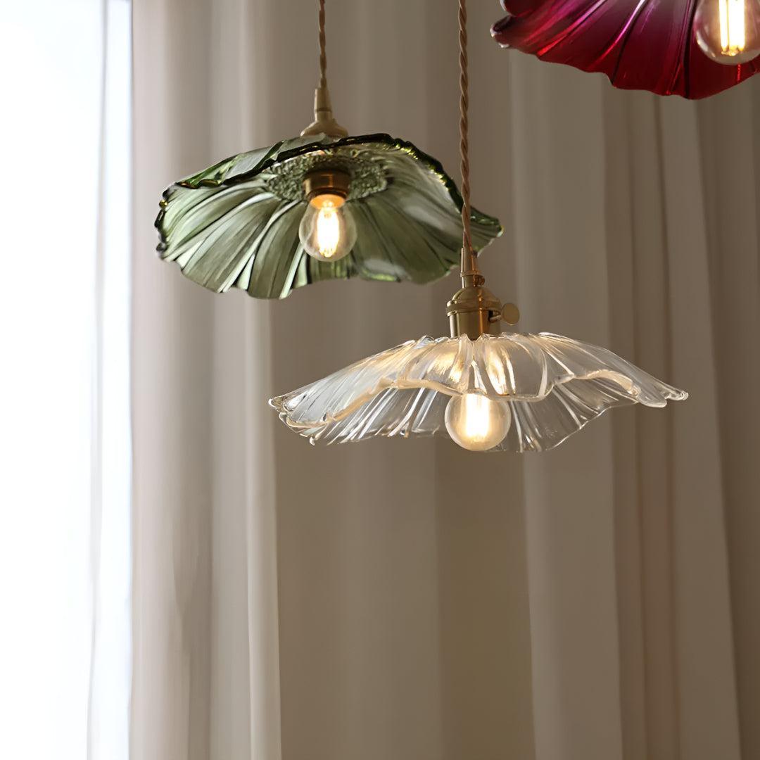 Plug In Pendant Light With Flower Glass Shade Design
