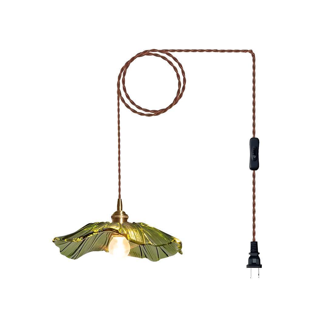 Plug In Pendant Light With Flower Glass Shade Design