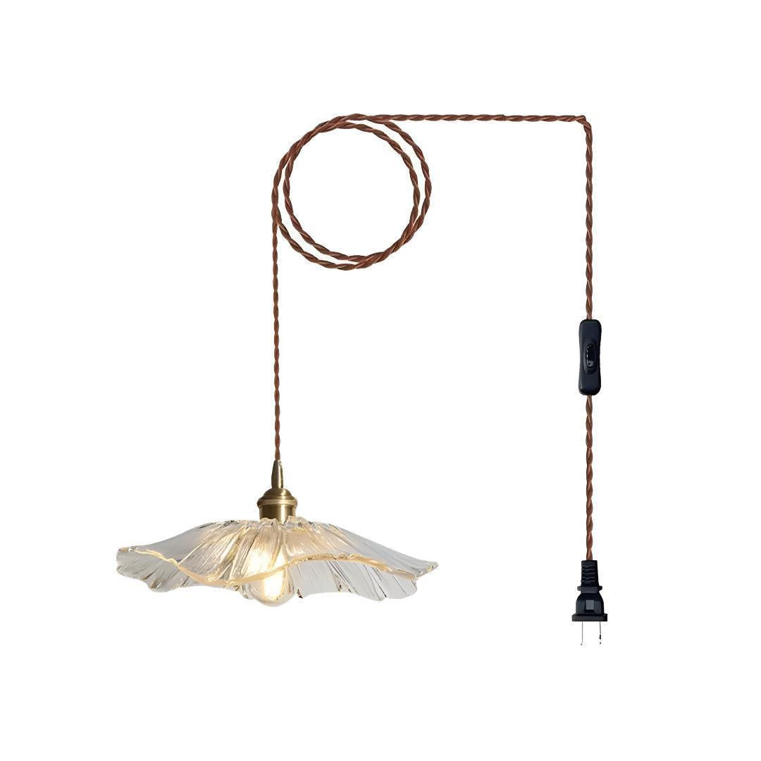 Plug In Pendant Light With Flower Glass Shade Design