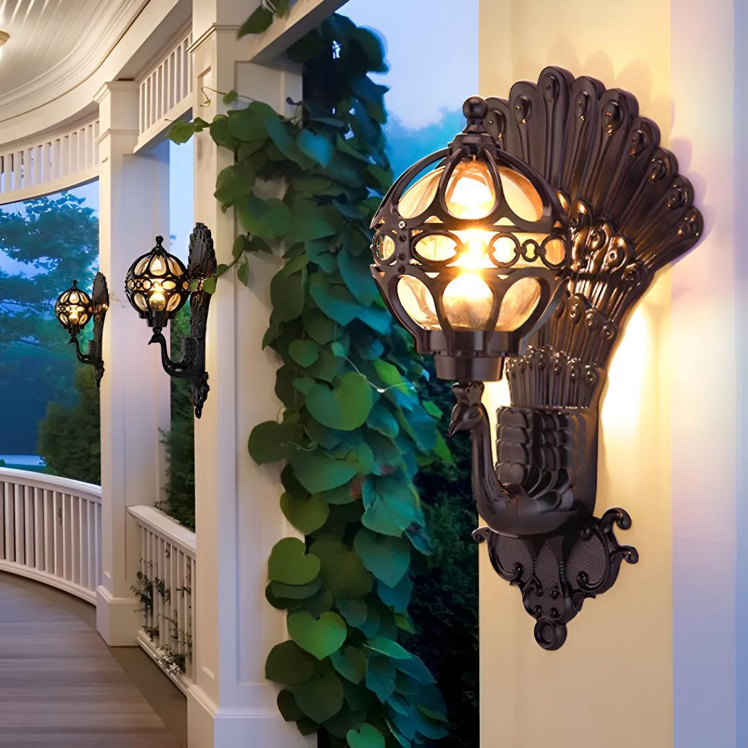 Retro Decorative Peacock Outdoor Wall Light for House