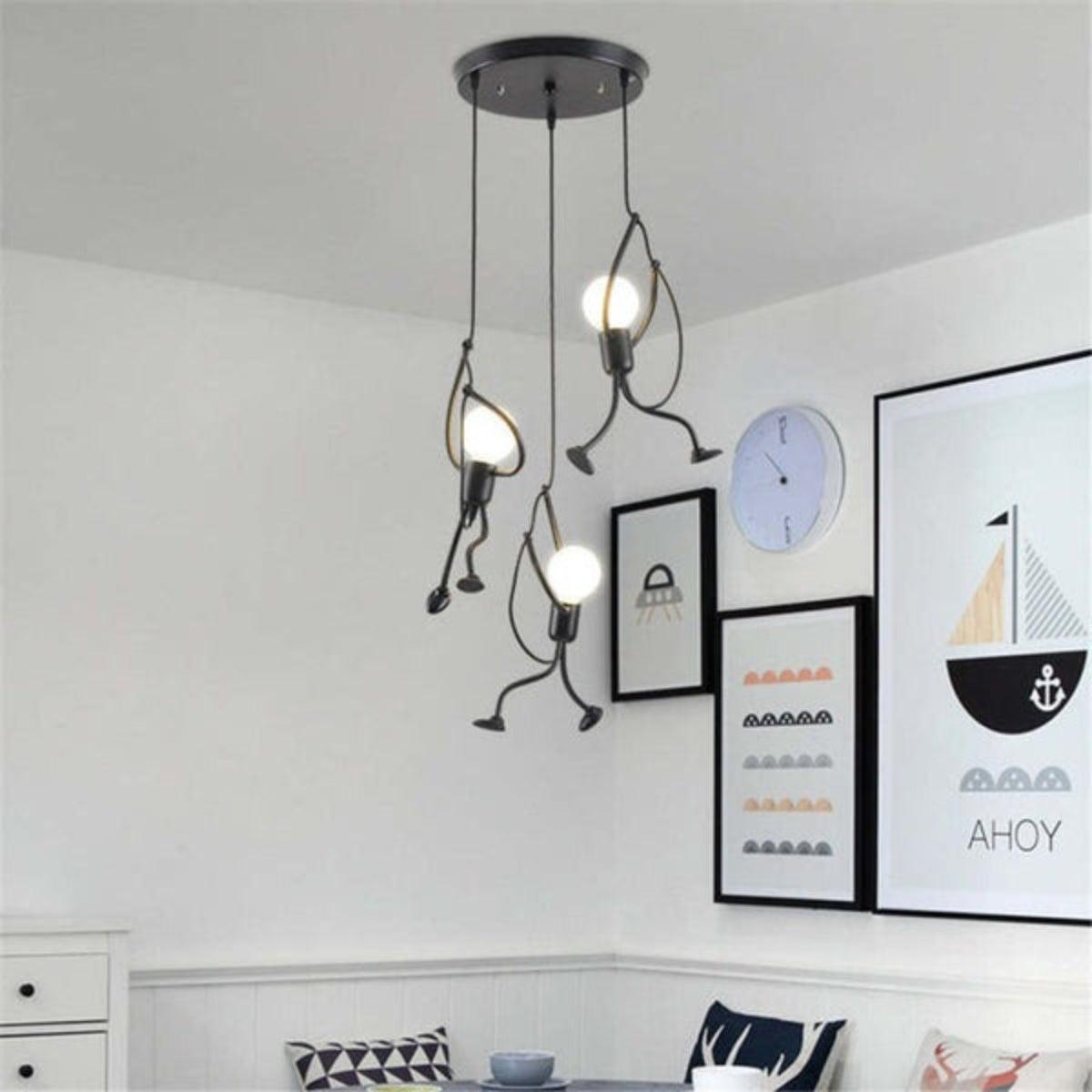 Stick Figure Ceiling Light with Modern Climbing Design
