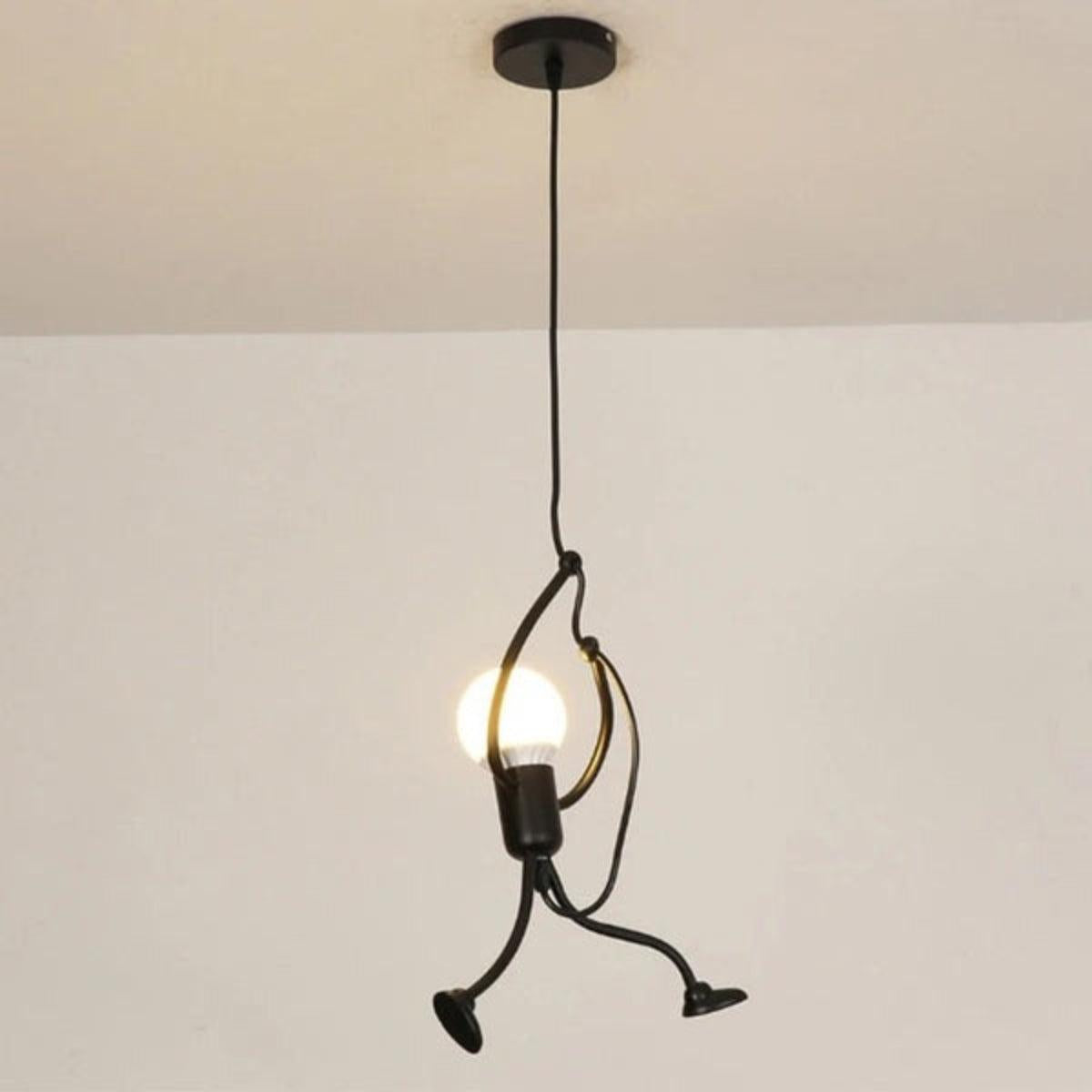 Stick Figure Ceiling Light with Modern Climbing Design