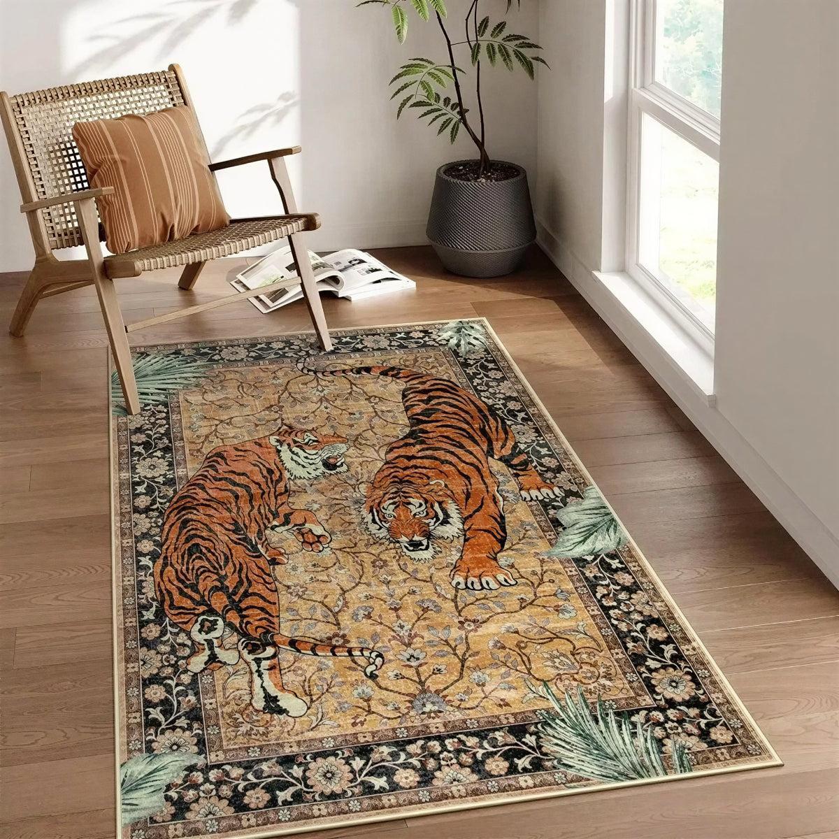 Tiger Print Living Room Rug