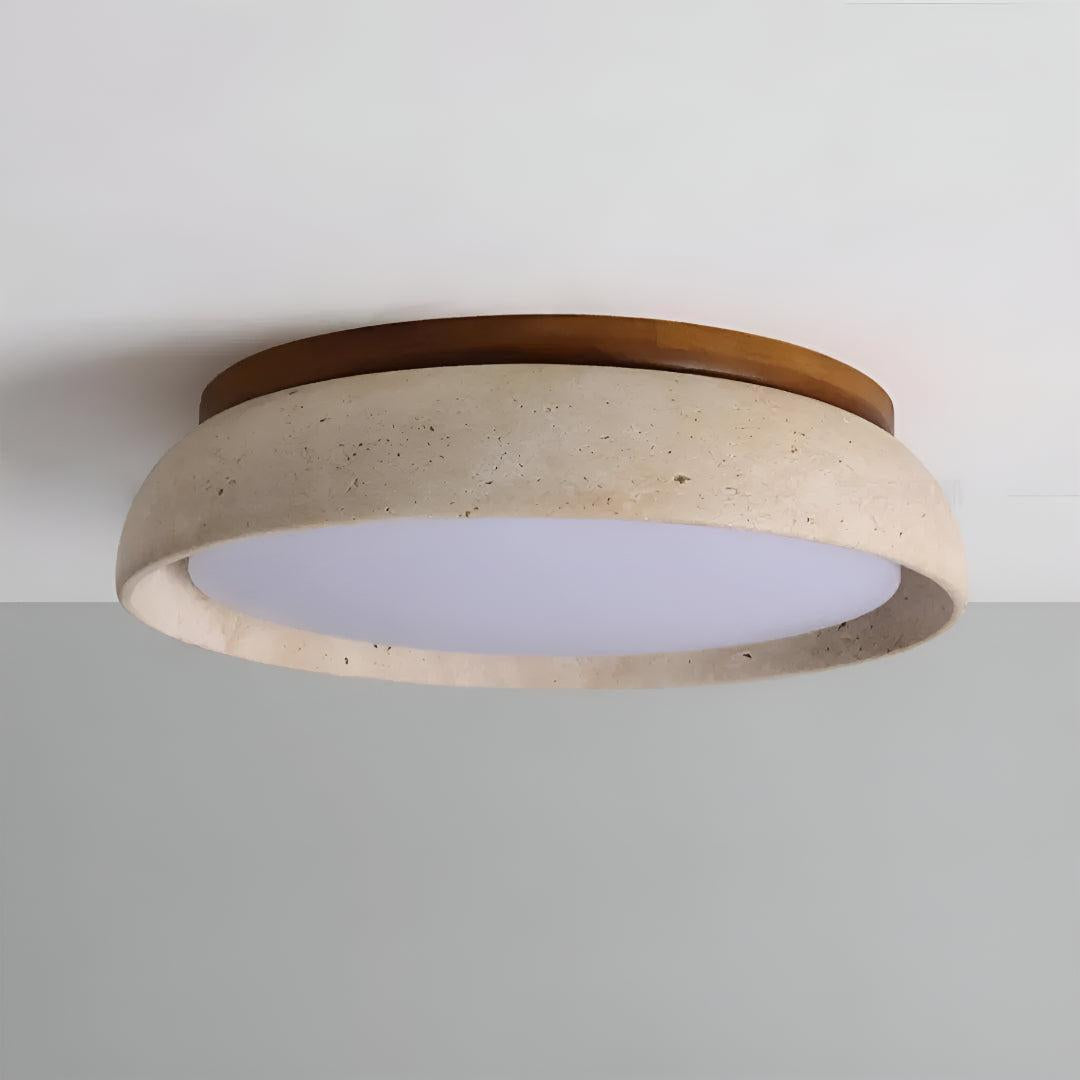 Travertine Flush Mount Ceiling Light Fixture With Modern Round Design