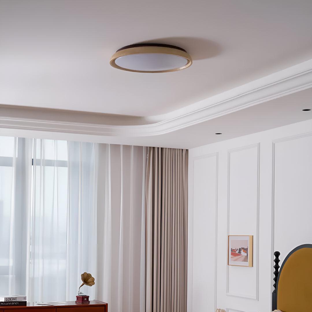 Travertine Flush Mount Ceiling Light Fixture With Modern Round Design