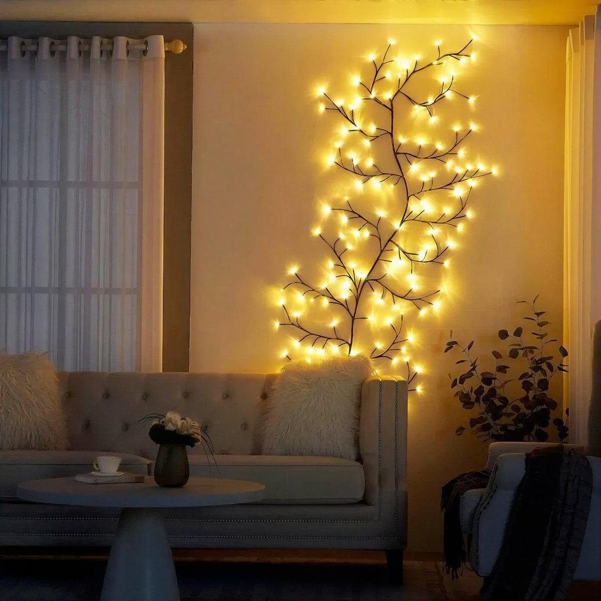 Tree Branch Vine Wall Light for Home Decoration with Warm LED Glow