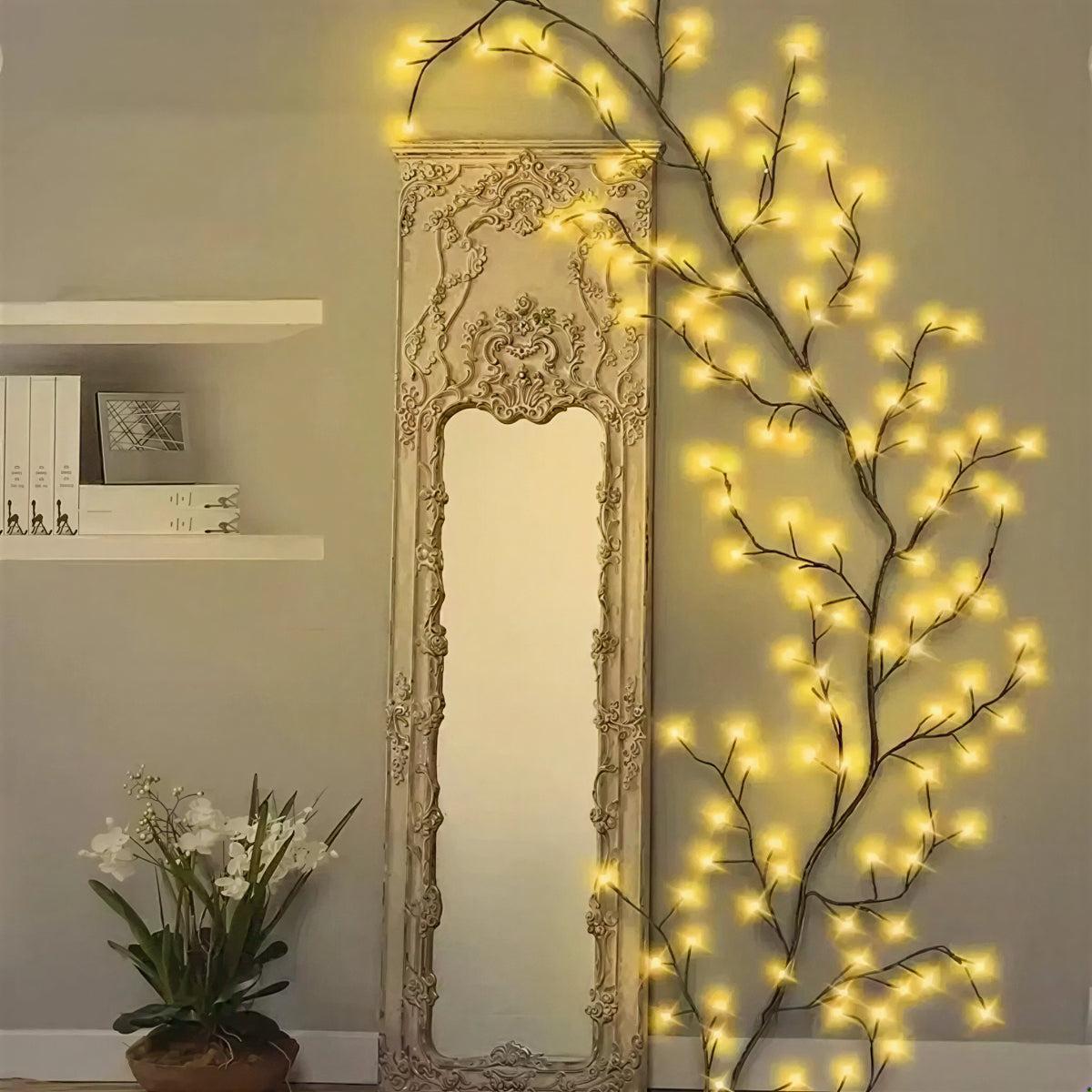 Tree Branch Vine Wall Light for Home Decoration with Warm LED Glow