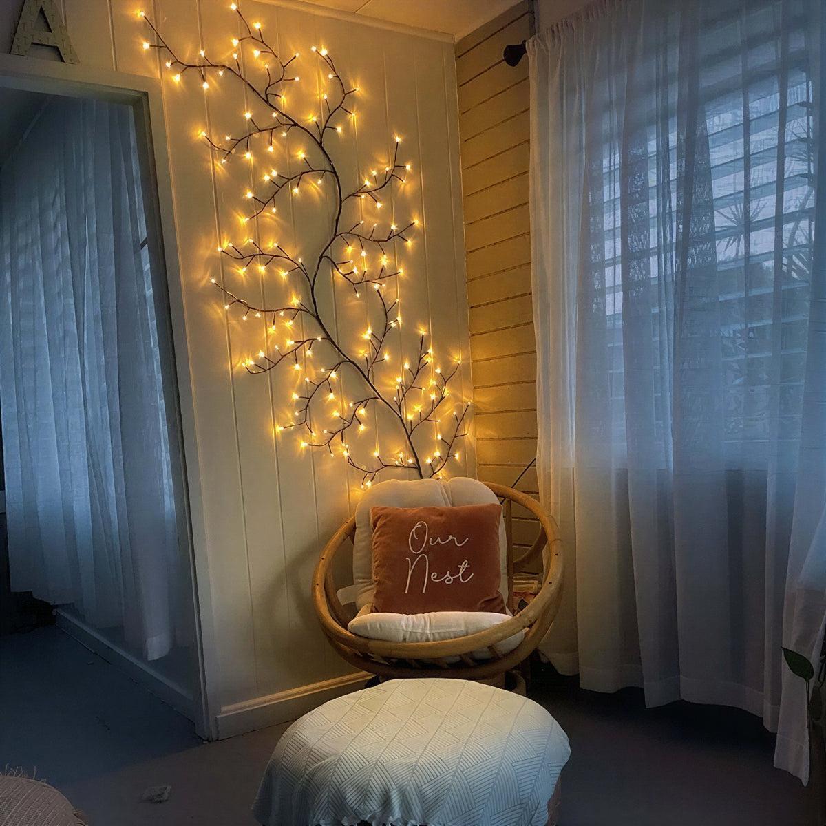 Tree Branch Vine Wall Light for Home Decoration with Warm LED Glow