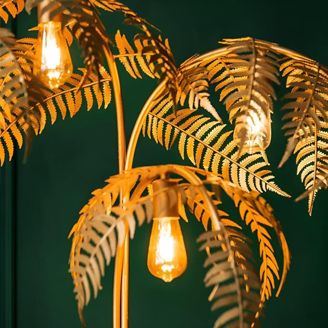 Tropical Golden Palm Tree Floor Lamp For Modern Home Lighting