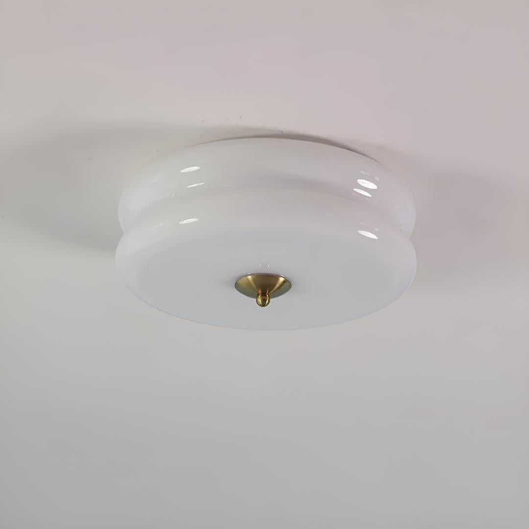 Vintage Art Deco Ceiling Light With Glass Shade