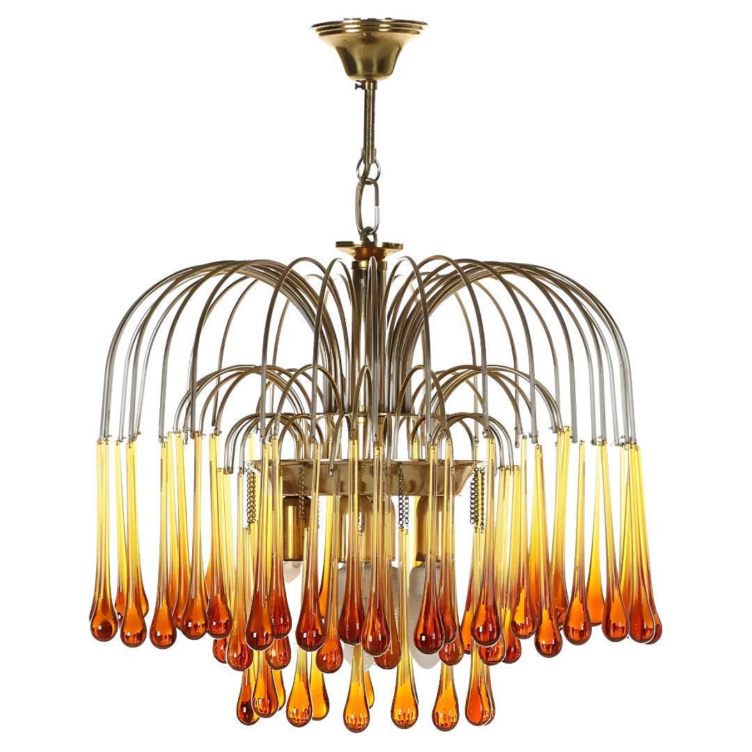 Vintage Italian Style Glass Chandelier For Dining And Living Room