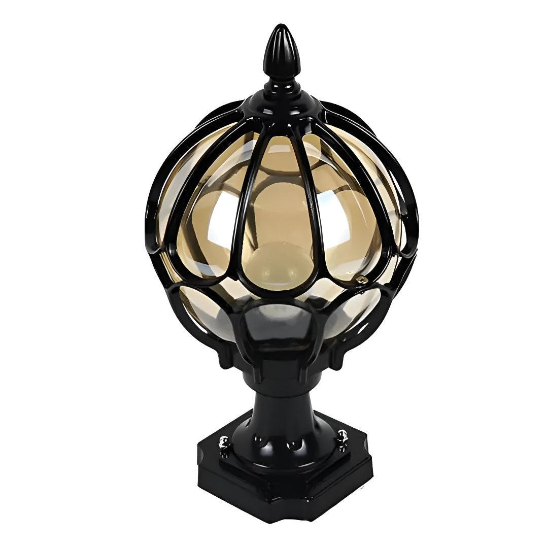 Vintage Outdoor Pier Mount Post Light with Glass Globe Lantern