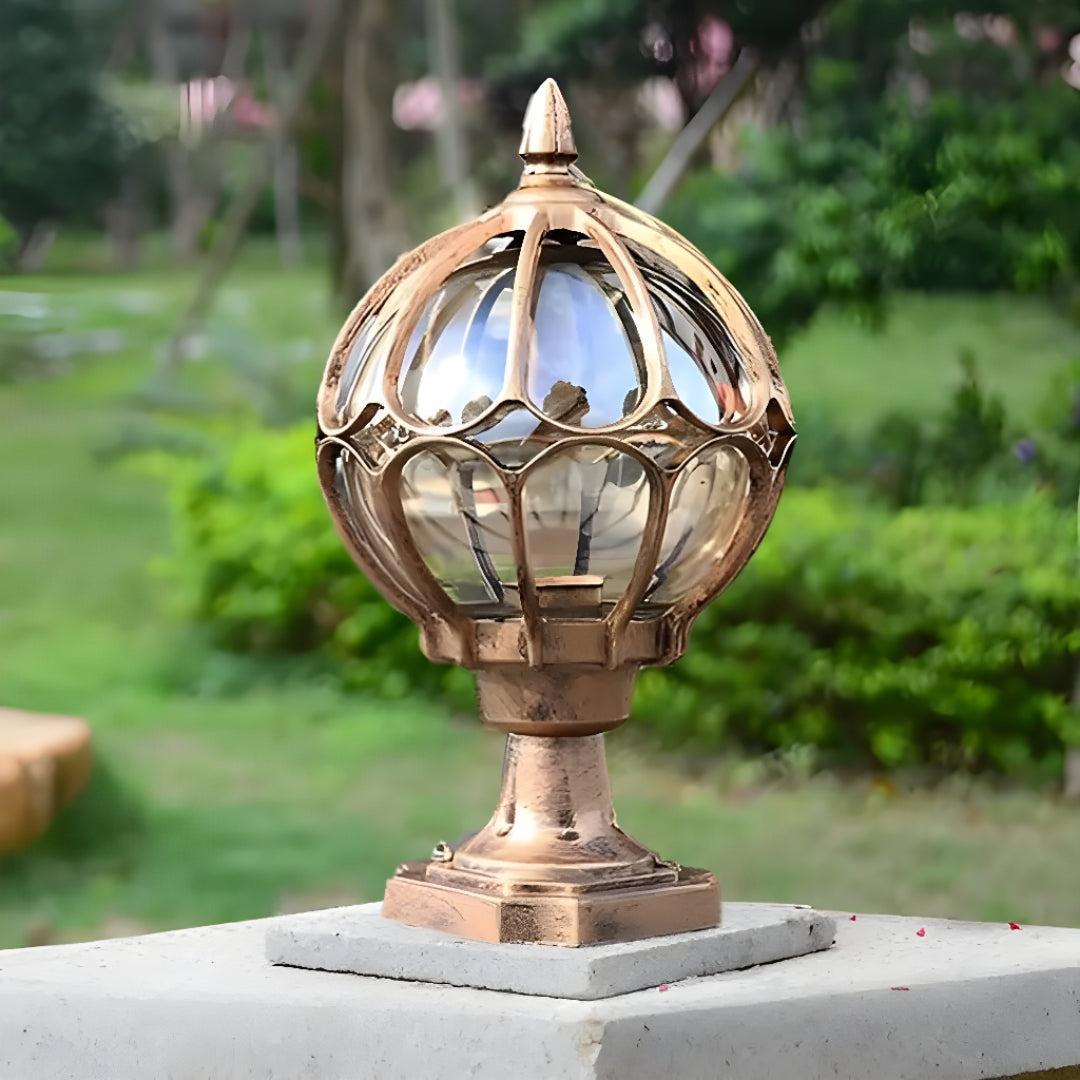 Vintage Outdoor Pier Mount Post Light with Glass Globe Lantern