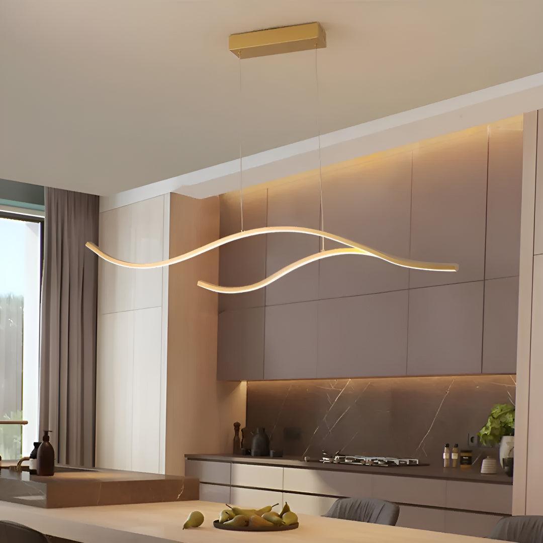 Wave Designed Dining Room LED Linear Pendant Light