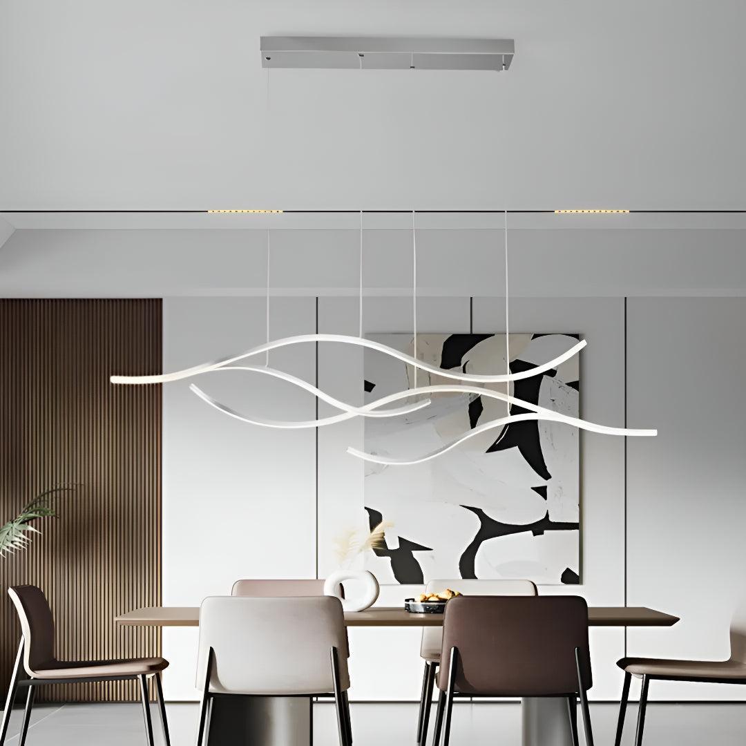 Wave Designed Dining Room LED Linear Pendant Light