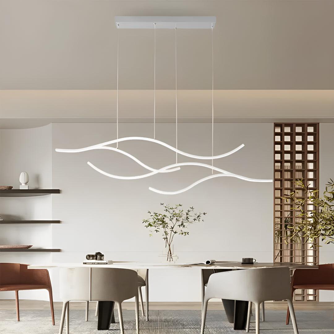 Wave Designed Dining Room LED Linear Pendant Light