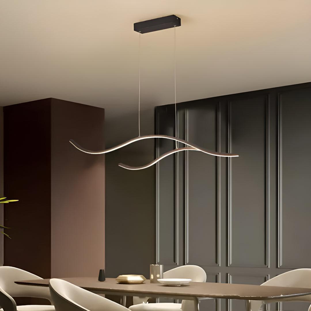 Wave Designed Dining Room LED Linear Pendant Light