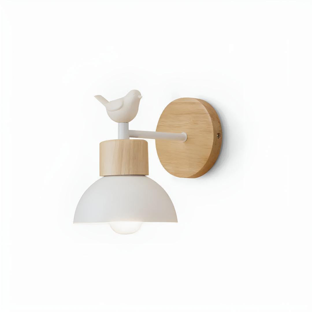 Wooden Wall Sconce Light With Bird and Pull Chain
