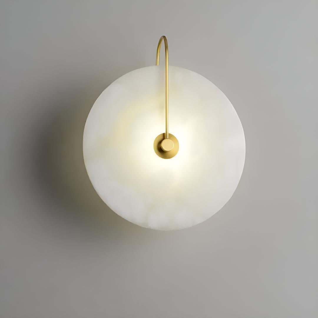 Alabaster Wall Light With Circular Design And Ambient Warm Glow