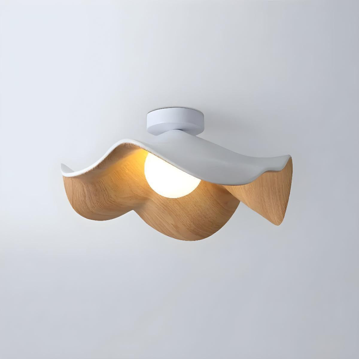 Ceiling Light Fixture With Wooden Mid Century Curved Design