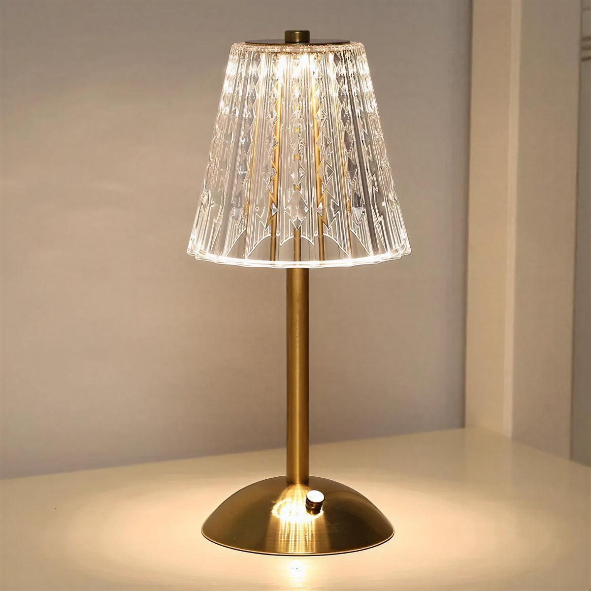Cordless Table Lamp With Crystal Shade for Home Decor