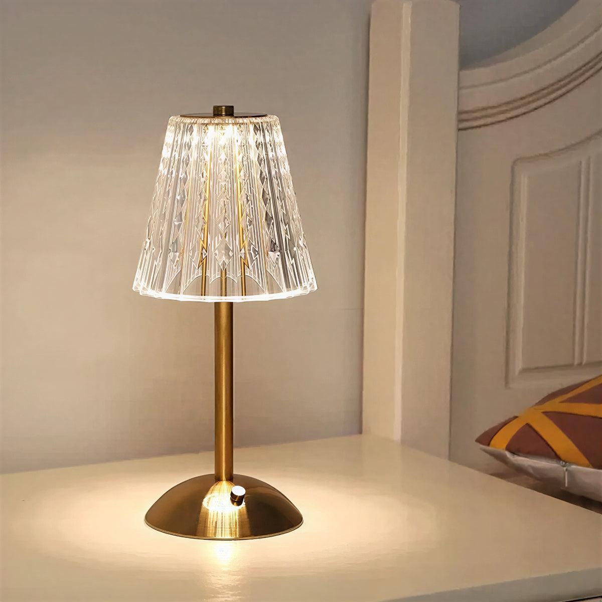 Cordless Table Lamp With Crystal Shade for Home Decor