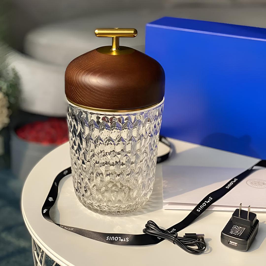 Cordless Table Lamp for Bedroom with Crystal Shade