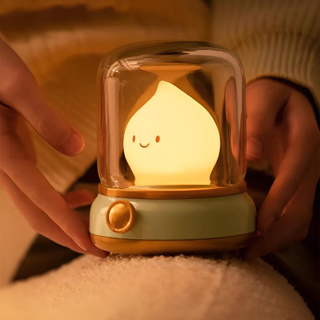 Cute Flame Night Light With Glass Dome Shade