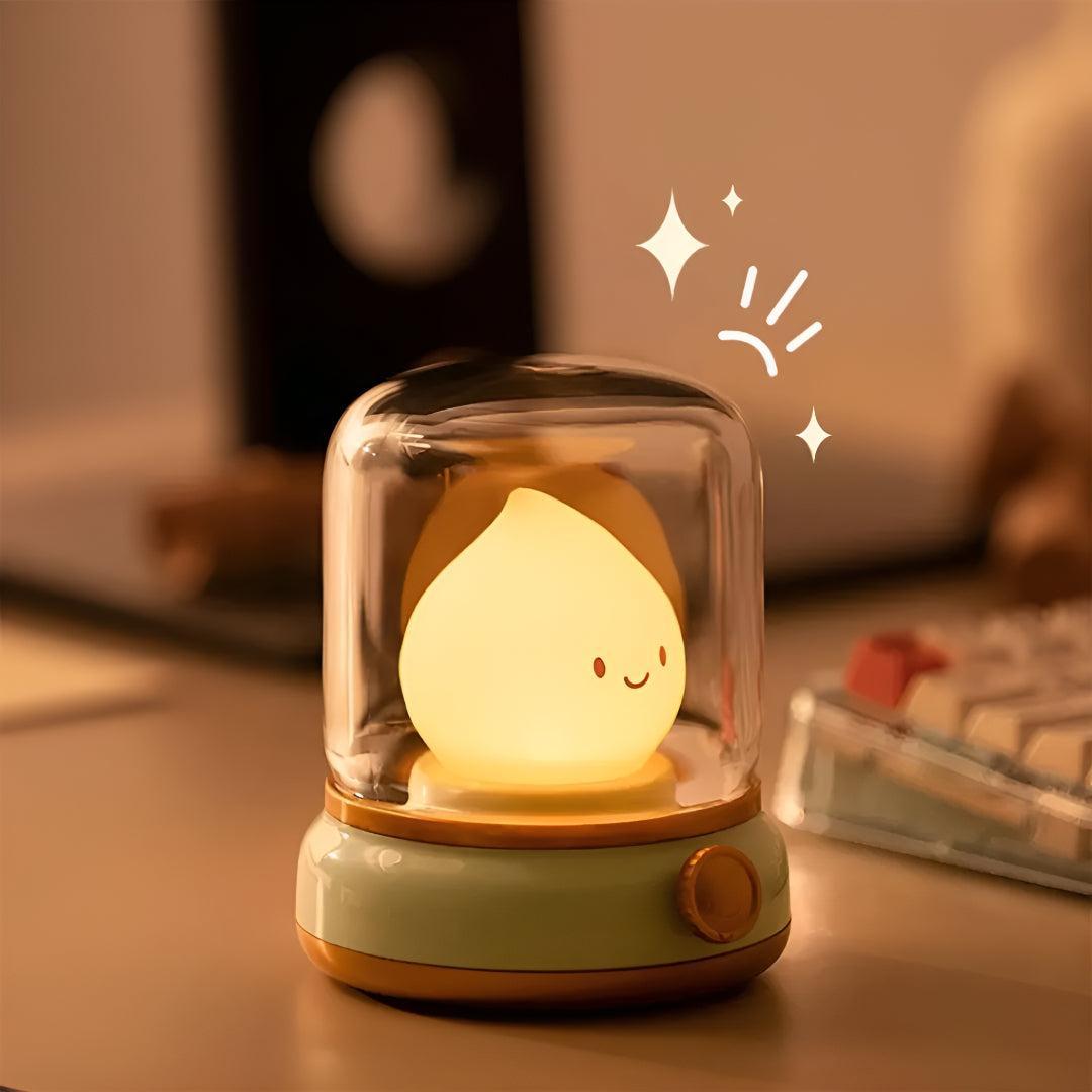 Cute Flame Night Light With Glass Dome Shade