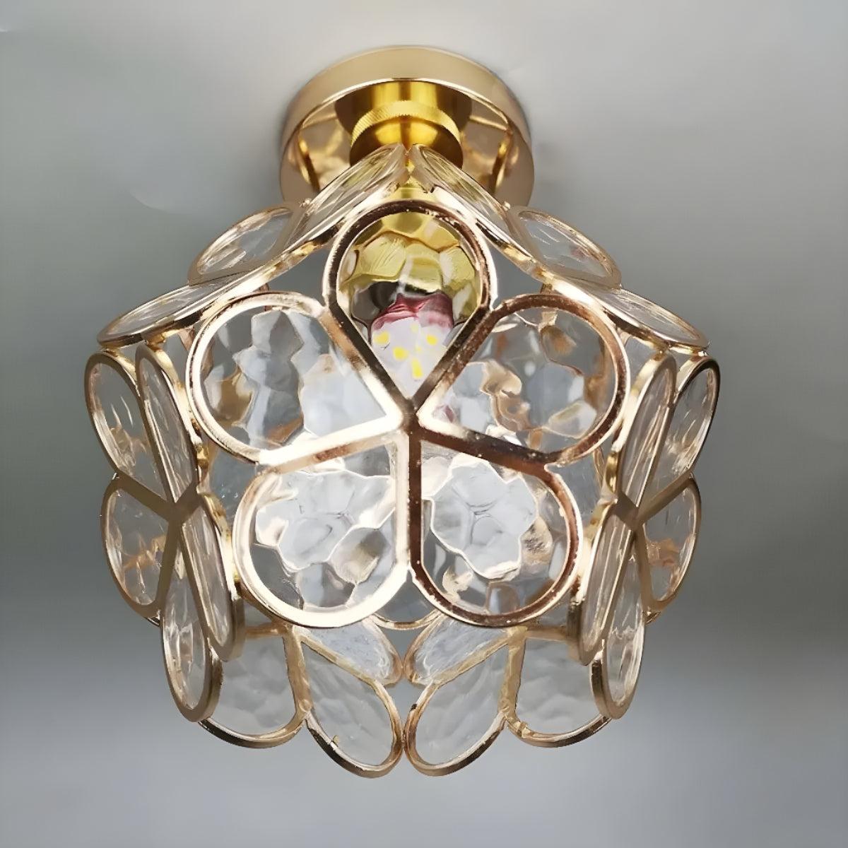 Decorative Floral Glass Ceiling Light Fixture With Flower Shade