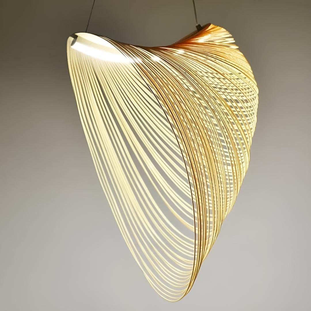 Flexible Laser Cut Plywood Pendant Light Fixture With Modern Shell Design