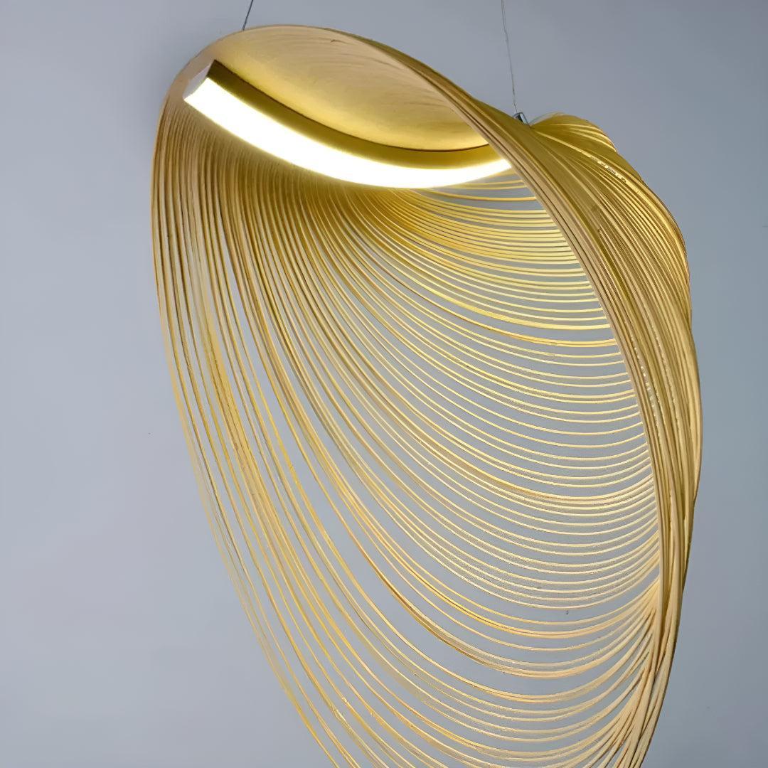 Flexible Laser Cut Plywood Pendant Light Fixture With Modern Shell Design