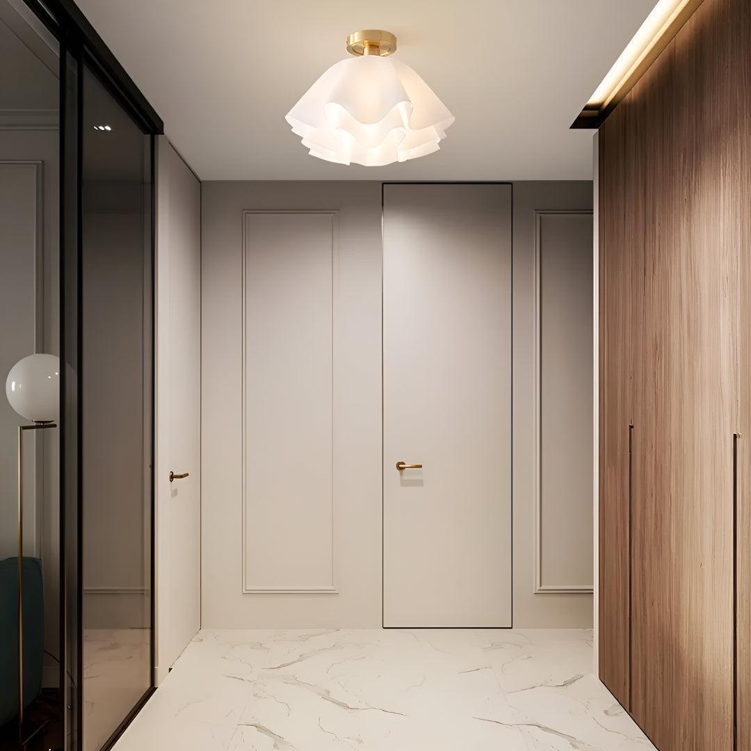 Flush Mount Ceiling Light With Modern Pleated Design