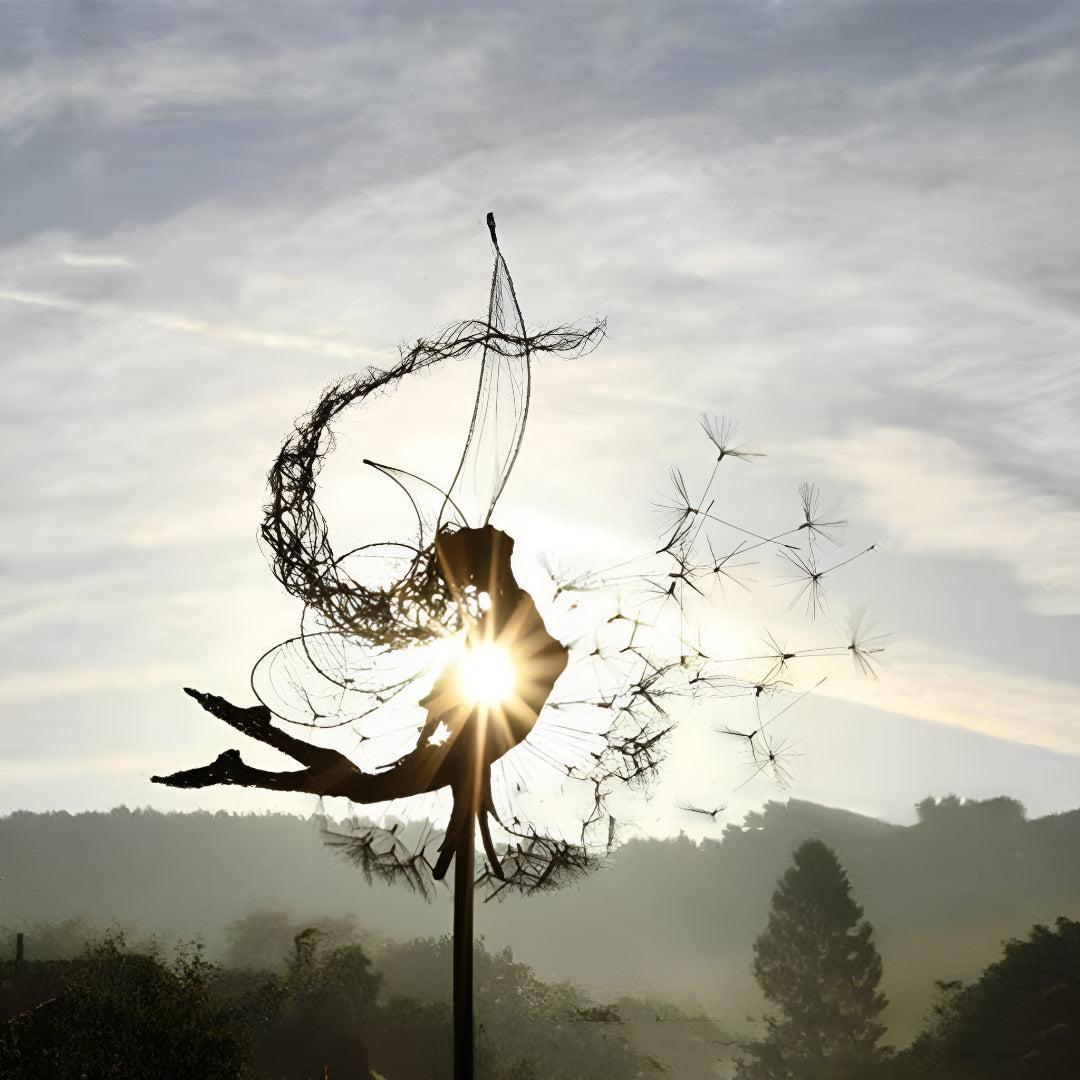 Garden Statue Fairy With Dandelion Outdoor Decor