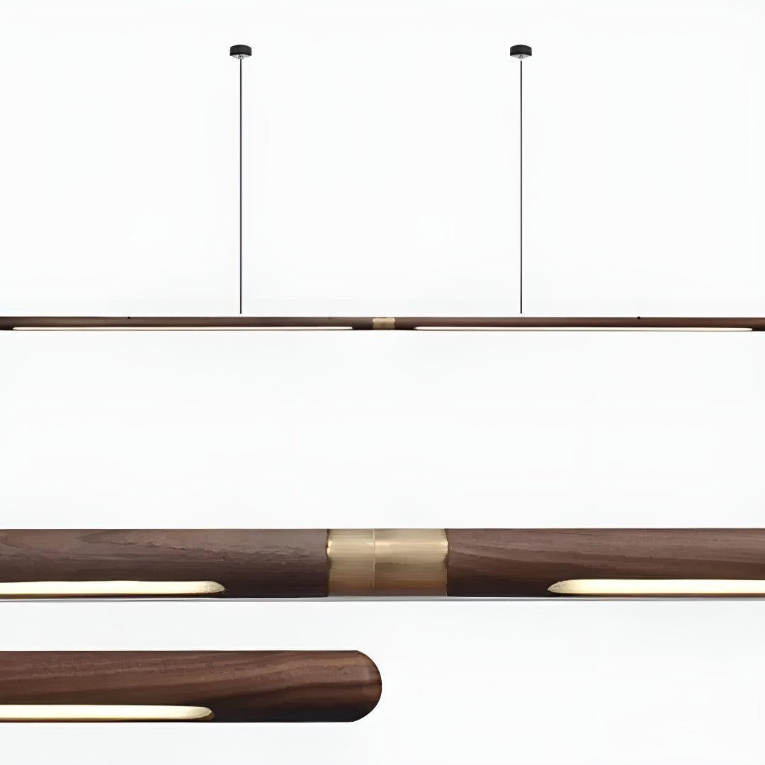 Kitchen Island Wooden Pendant Lighting With Linear Bar Design