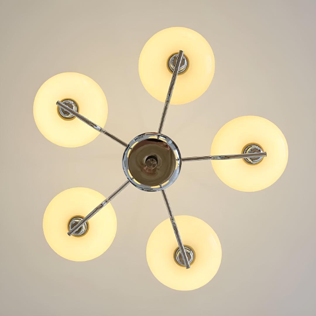 Mid Century Chandelier Light Fixture With Glass Shades