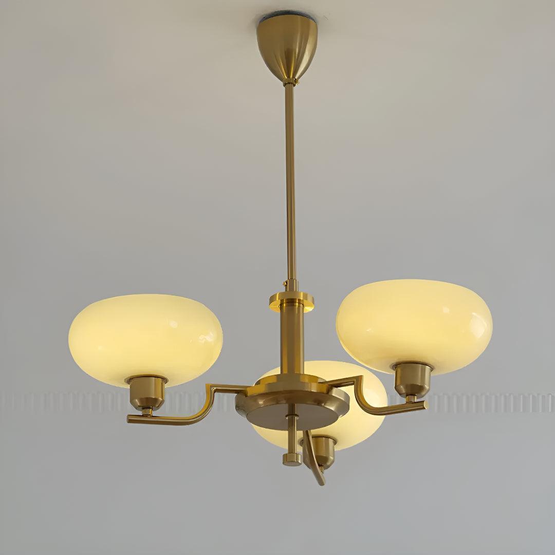 Mid Century Chandelier Light Fixture With Glass Shades