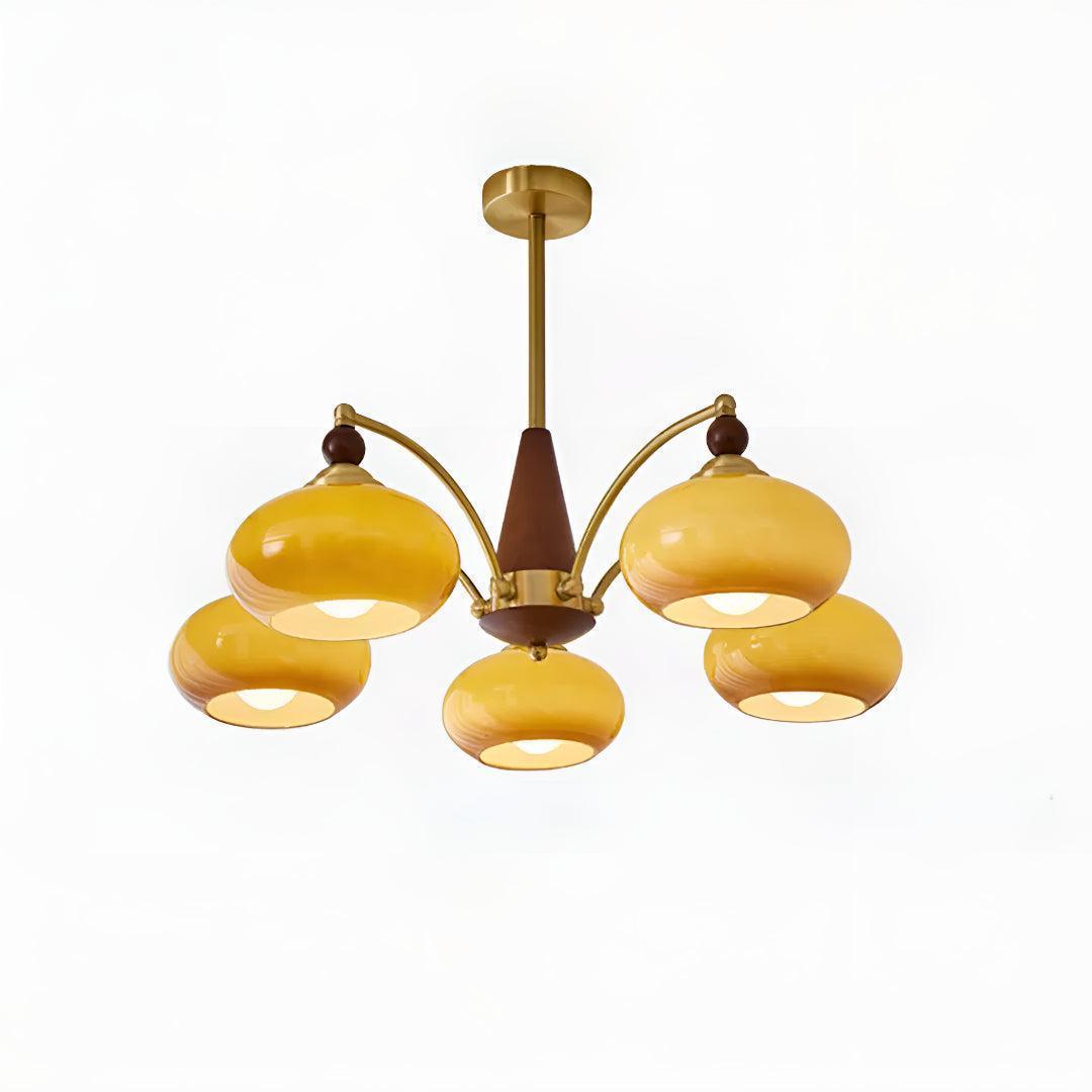 Mid Century Dining Room Chandelier Light Fixture With Glass Shades