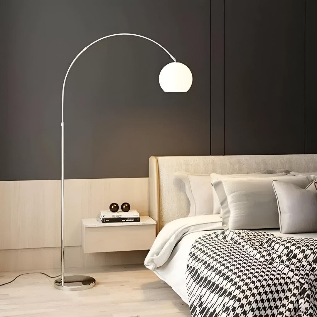 Modern Arc Floor Lamp with Adjustable Height and Marble Base