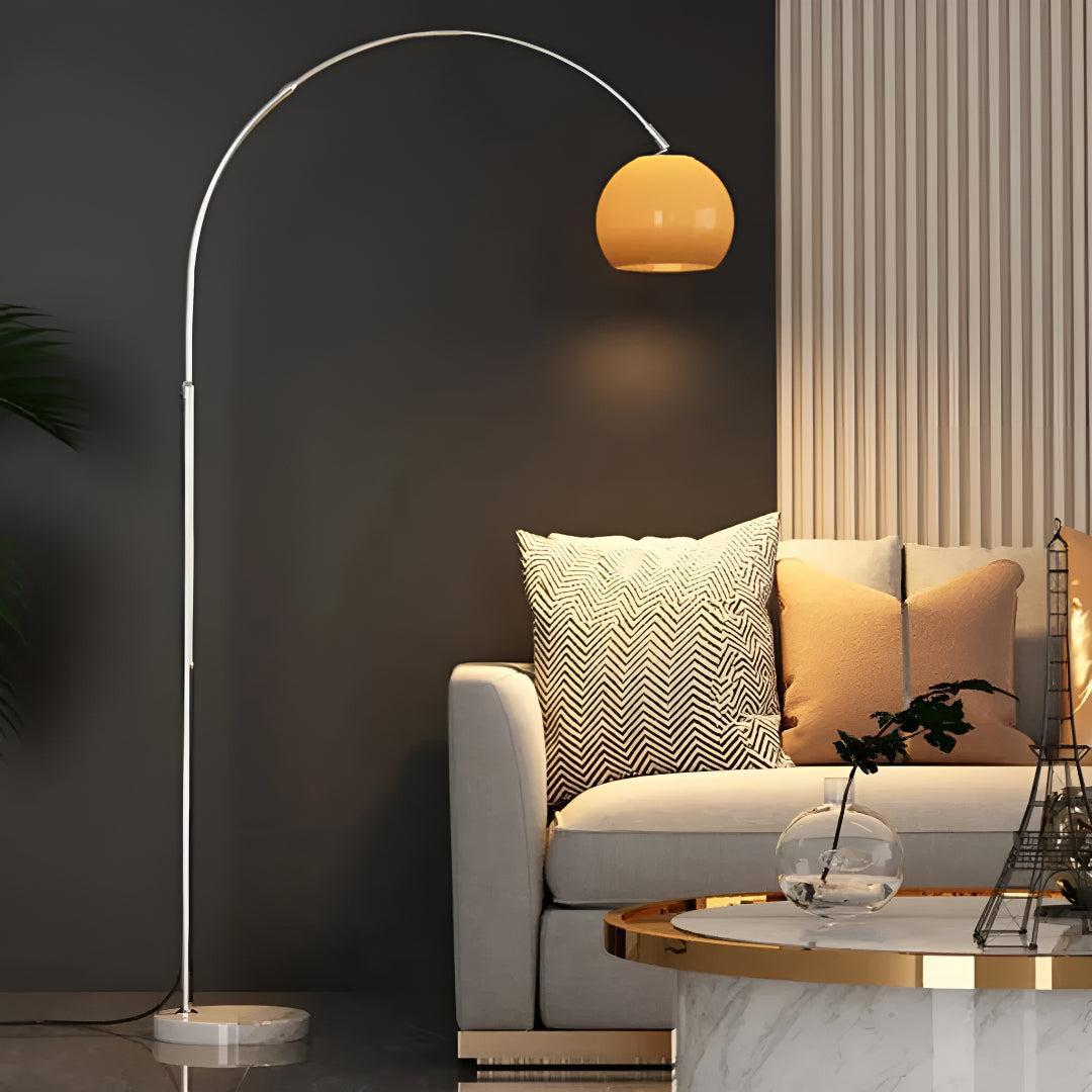 Modern Arc Floor Lamp with Adjustable Height and Marble Base