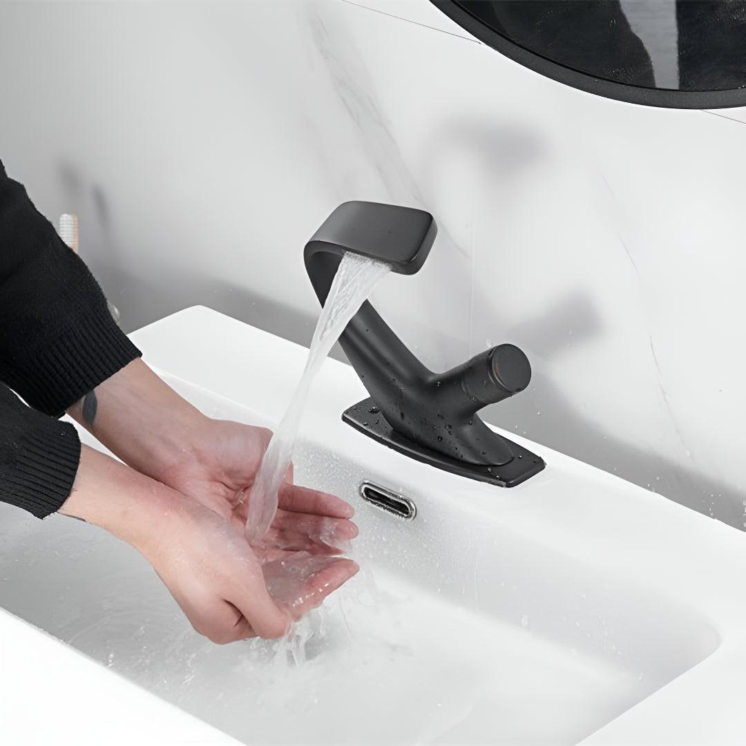 Modern Bathroom Waterfall Sink Faucet with Single Handle Mixer