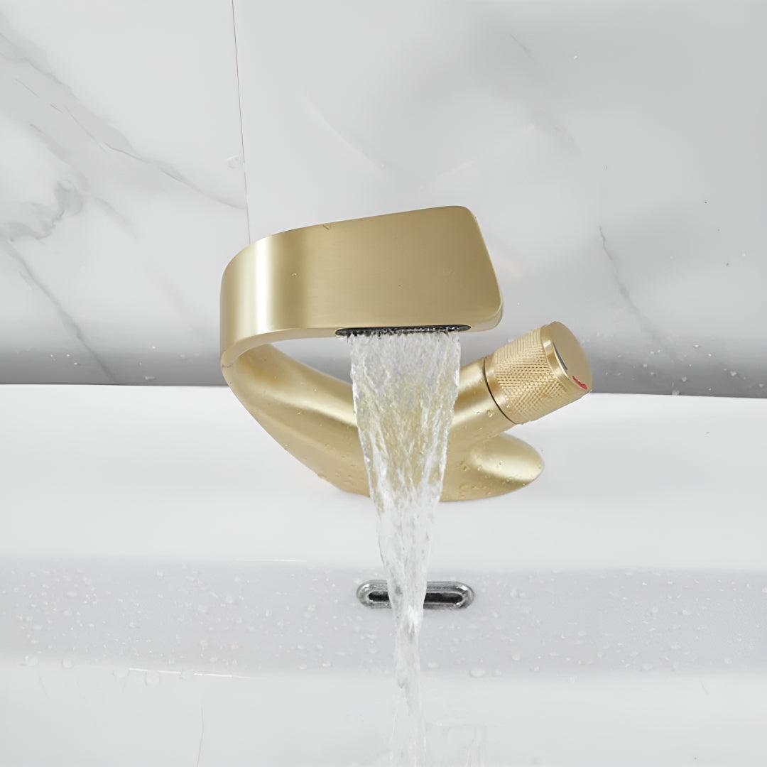 Modern Bathroom Waterfall Sink Faucet with Single Handle Mixer