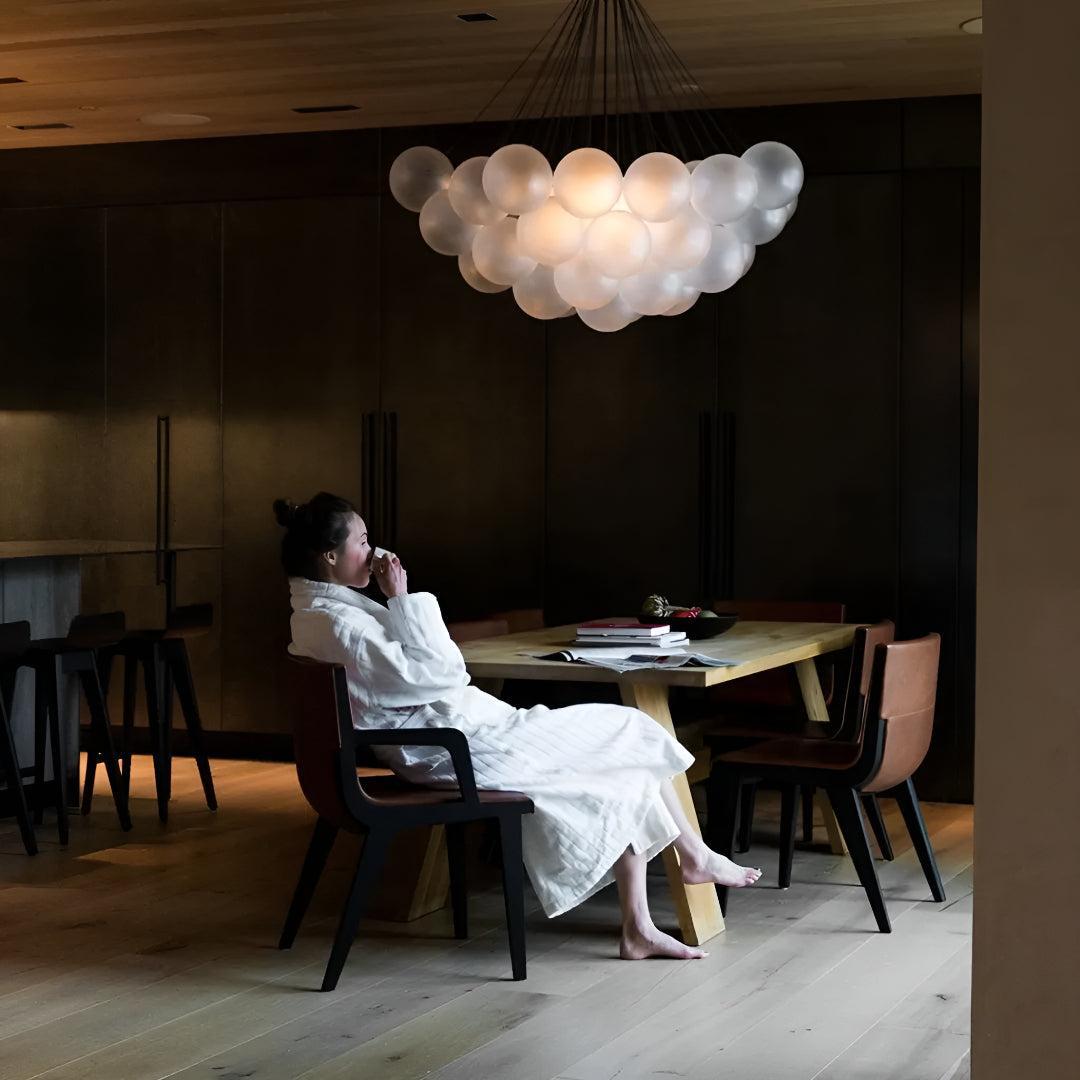 Modern Bubble Chandelier With Frosted Glass Orbs