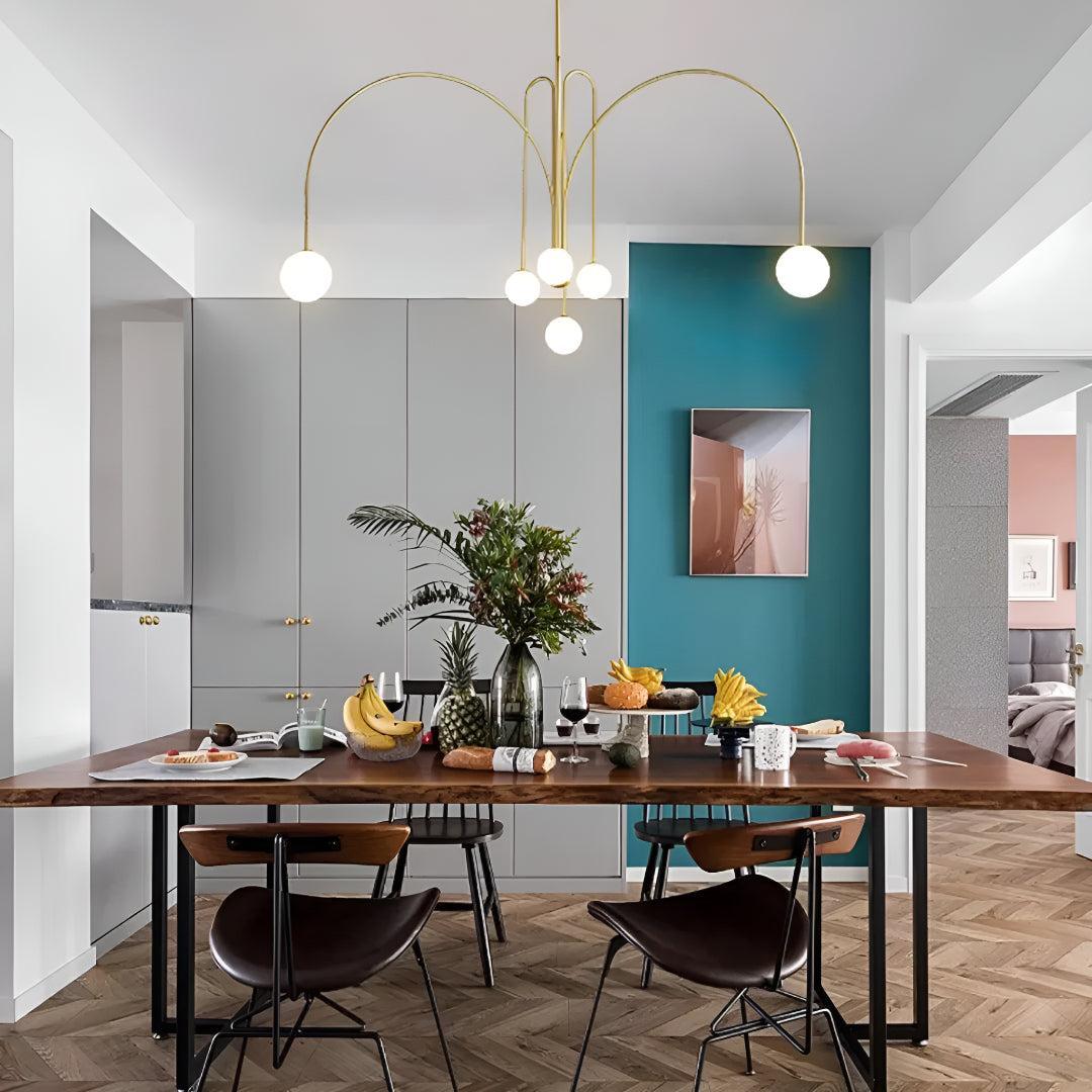 Modern Chandelier With Multi Arm Globe Lights